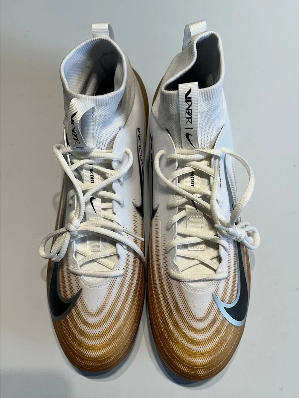 Nike Zoom Air Vapor Pro 1 Football Cleats White Gold FB3298-103 Mens 13